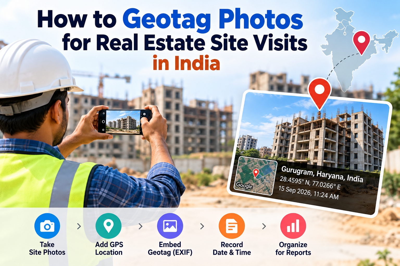 How to Geotag Photos for Real Estate Site Visits in India (2026 Guide)