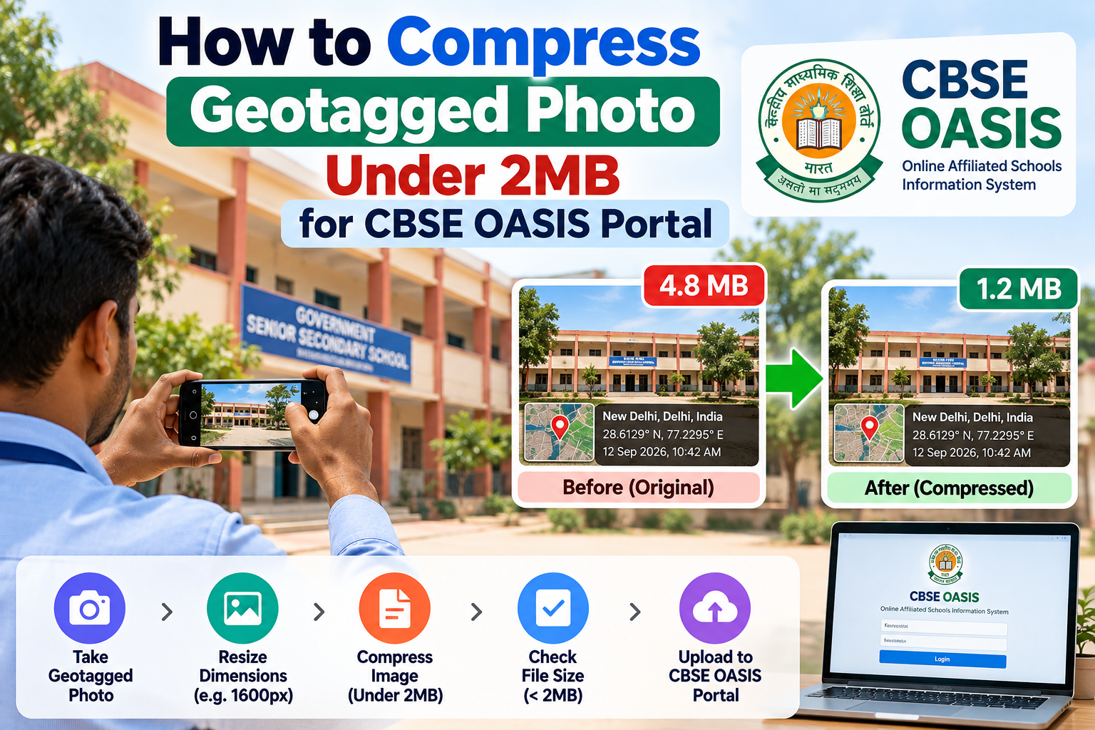 How to Compress Geotagged Photo Under 2MB for CBSE OASIS Portal